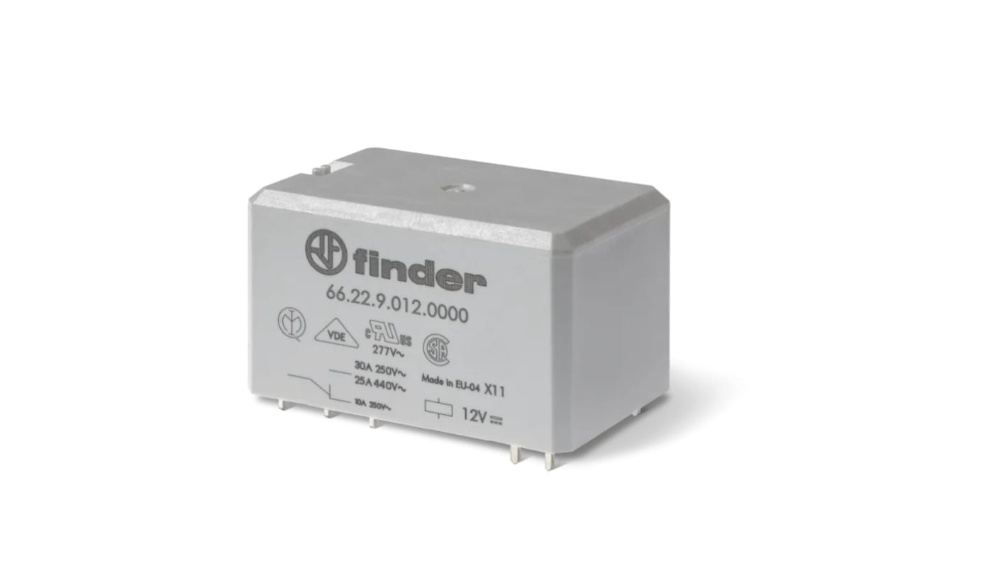 Finder パワーリレー 12V, 2c接点 基板実装タイプ