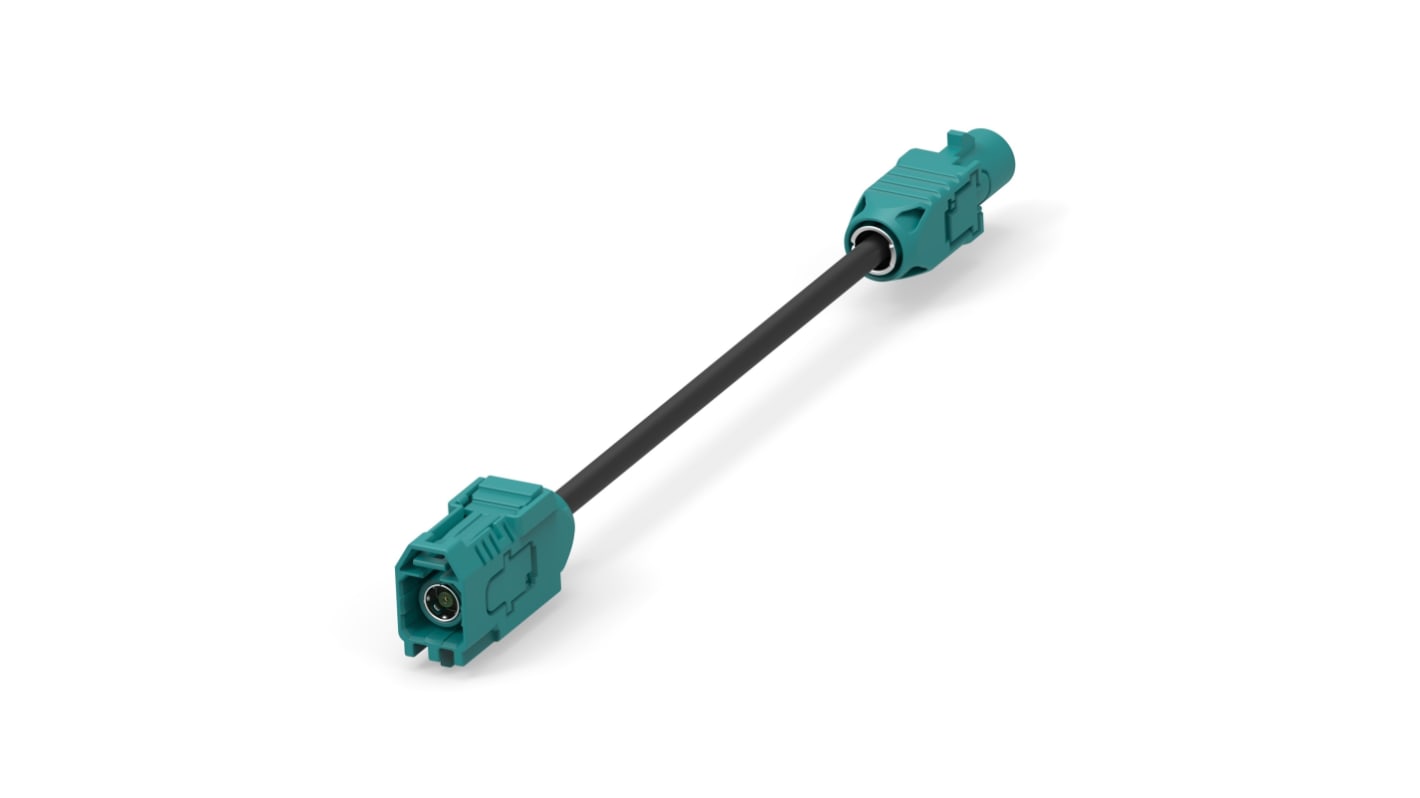 TE Connectivity 2081385 Series Male FAKRA Plug to Female FAKRA Jack Coaxial Cable, 600mm, Terminated