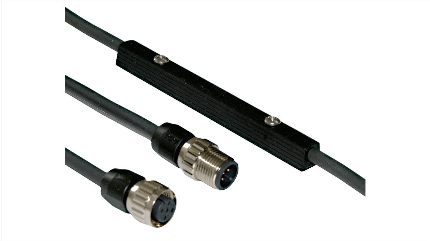 Sick Straight Male 5 way M12 to Straight Female 5 way M12 Connector & Cable, 160mm