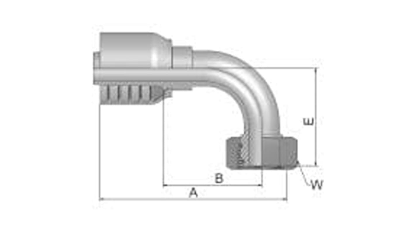 Raccordo tubo flessibile crimpato Parker, connettore A: Tubo da 5/8 poll., B: M30, in Acciaio
