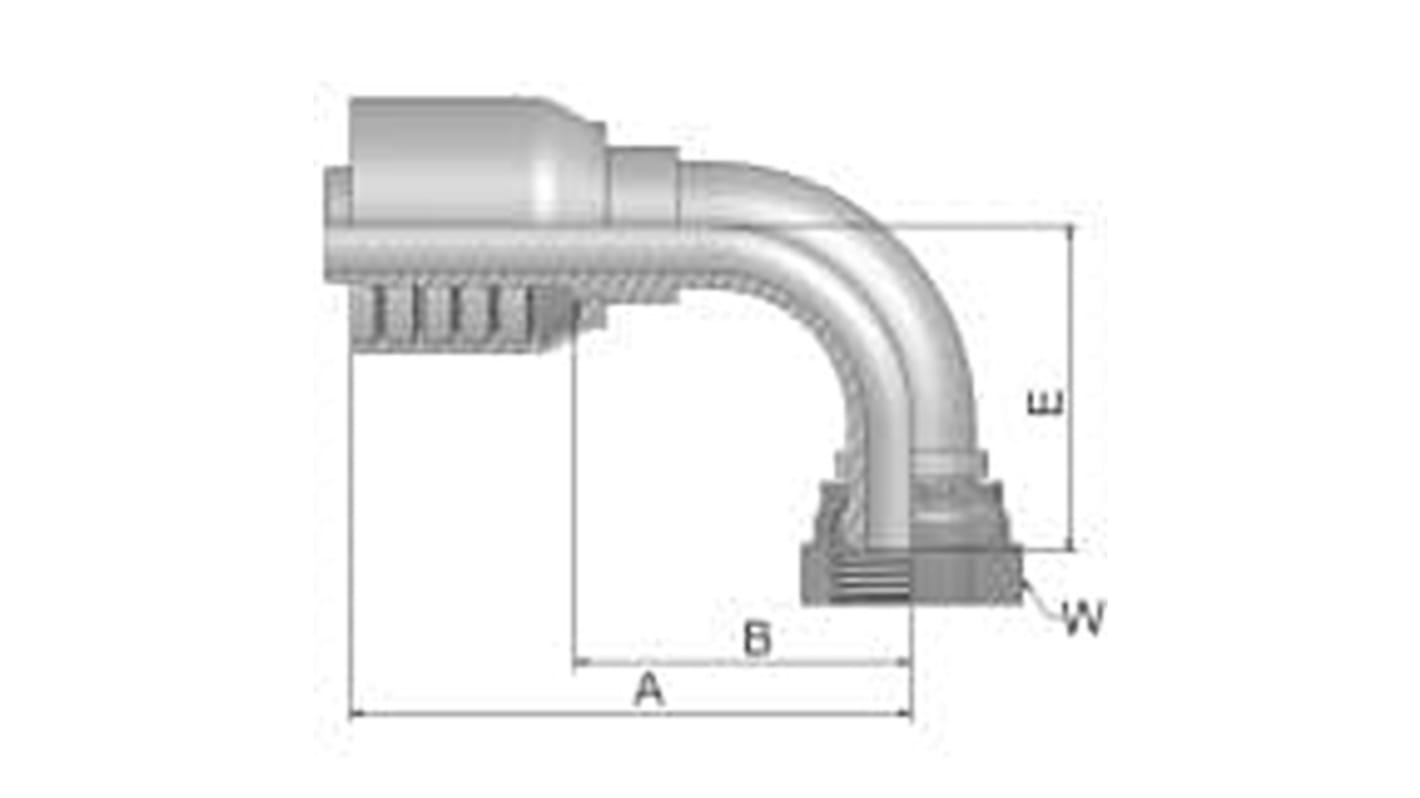 Racor hidráulico, Parker, 1B270-12-12, Connector A Manguera de 3/4, Connector B Hembra BSPP 3/4-14