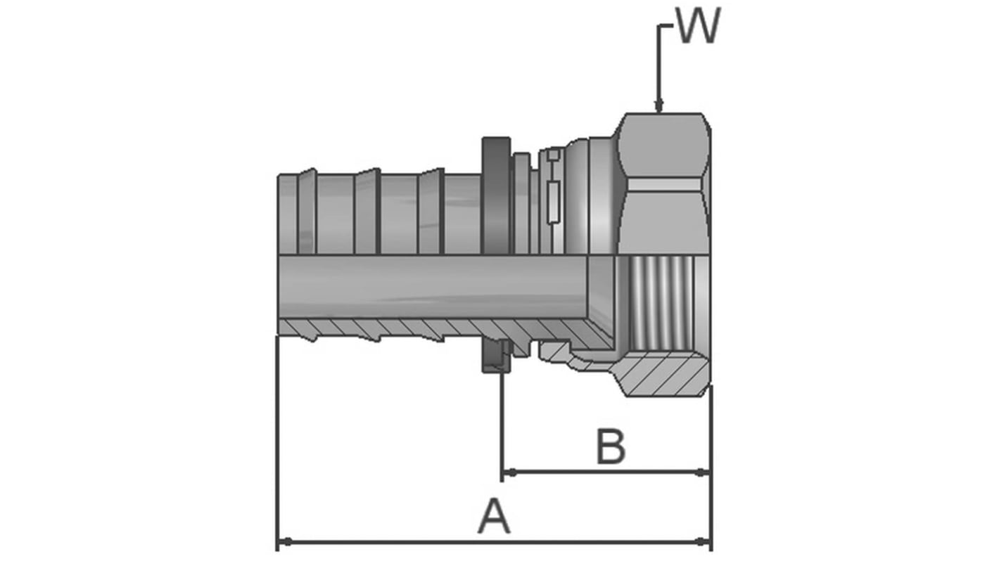 Racor hidráulico, Parker, 36882-8-8-SM, Connector A Manguera de 1/2 in, Connector B Hembra de 3/4-16