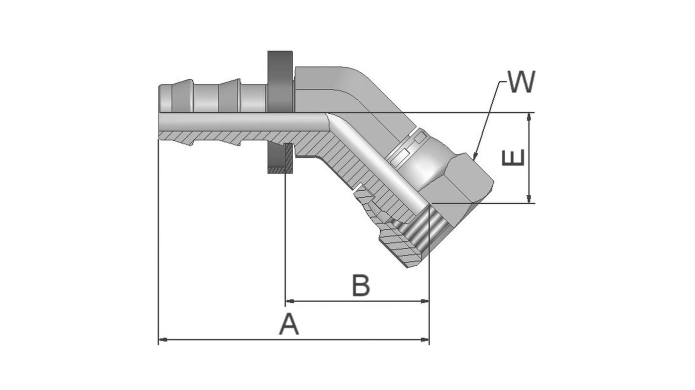 Racor hidráulico, Parker, 36C82-15-8B, Connector A Manguera de 1/2 in, Connector B Hembra M22