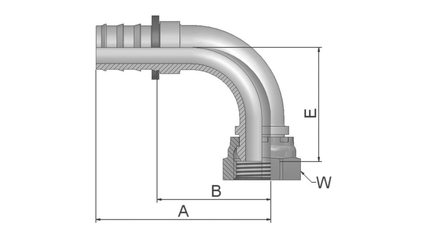 Racor hidráulico, Parker, 3B282-12-12B, Connector A Manguera de 3/4, Connector B Hembra BSPP 3/4-14