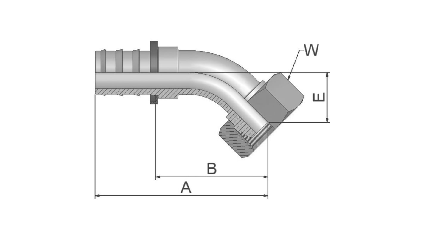 Racor hidráulico, Parker, 3C482-22-12B, Connector A Manguera de 3/4, Connector B M30