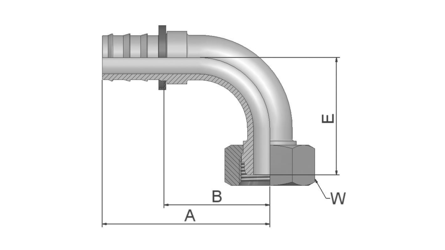 Złączka hydrauliczna, Złacze A: Przewód elastyczny 1/2 cala, Złacze B: M22 żeńskie, Mosiądz, 250 barów