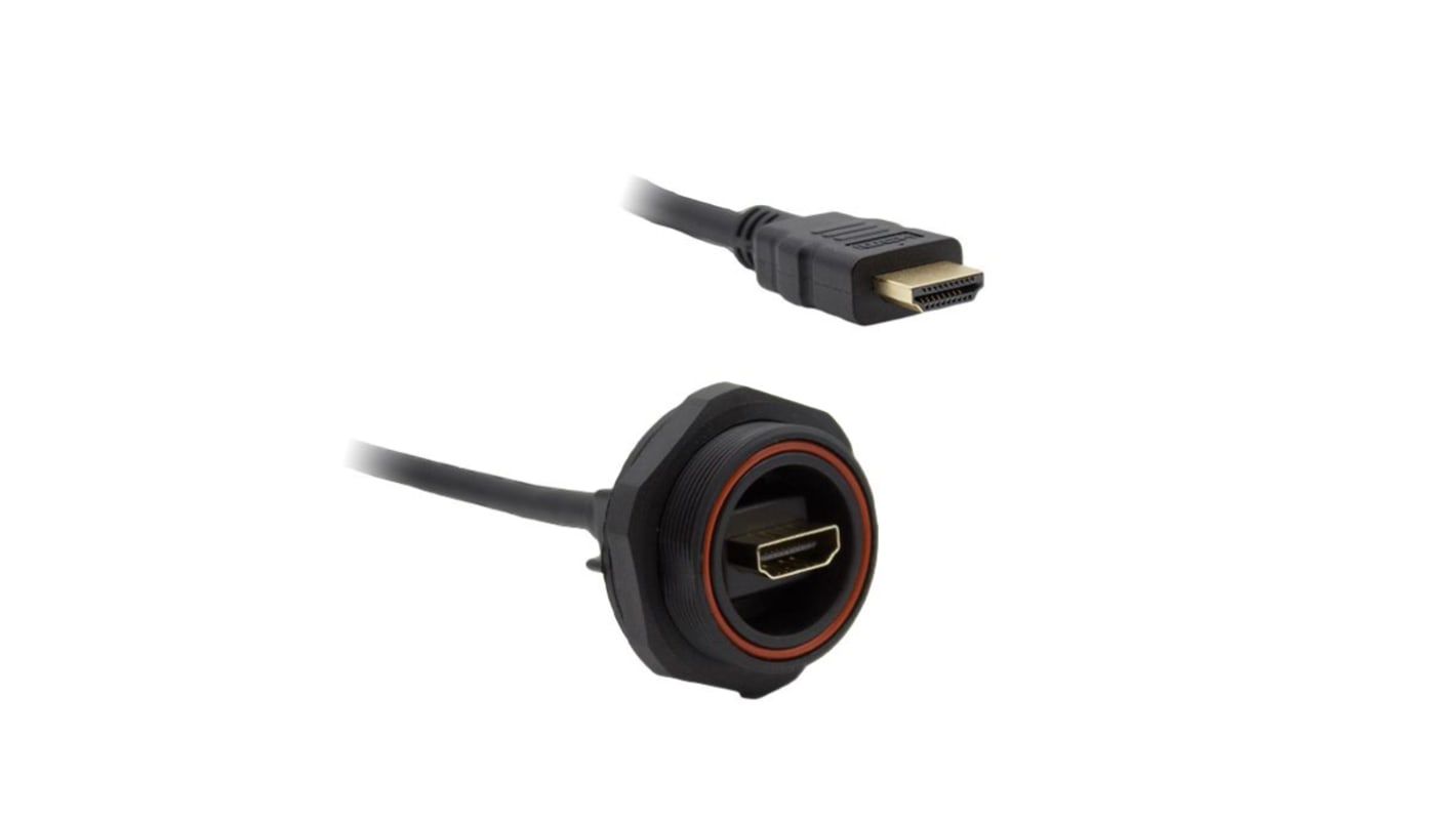 Bulgin Standard Buccaneer - HDMI HDMI-Kabel A HDMI Buchse B HDMI Stecker Ultra-Hochgeschwindigkeit 8K max., 1m, Schwarz