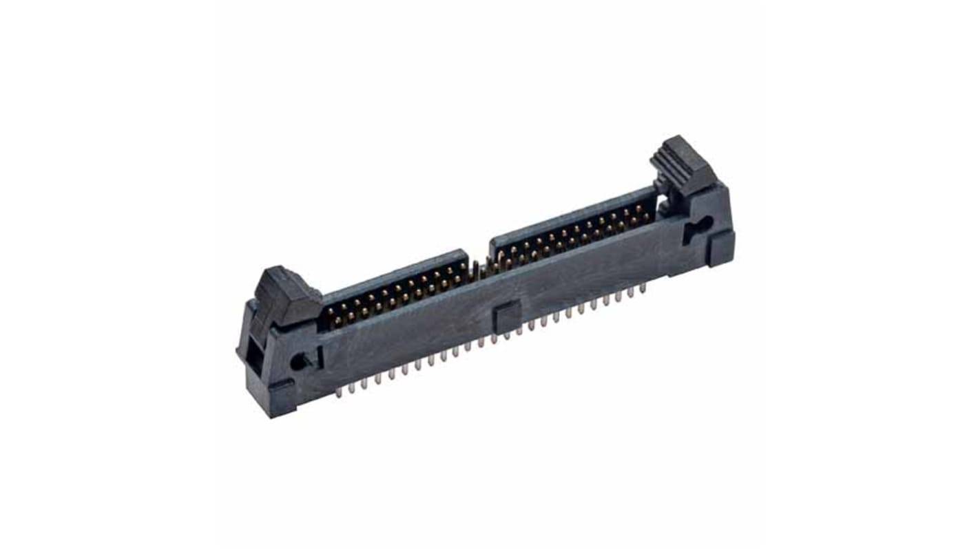 HARWIN M50 Series Vertical Through Hole PCB Header, 50 Contact(s), 1.27mm Pitch, 2 Row(s), Shrouded