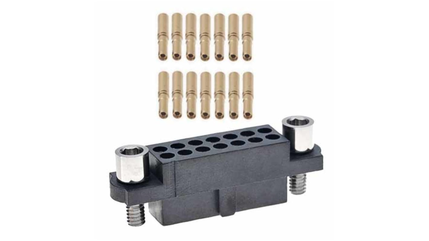HARWIN M80 Series Straight PCB Socket, 14-Contact, 2-Row, 2mm Pitch, Crimp Termination
