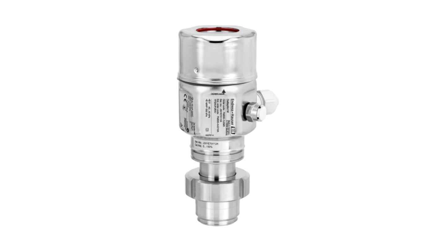 Sensor de nivel Endress+Hauser serie Deltapilot FMB50 de Acero inoxidable, montaje Adaptador universal