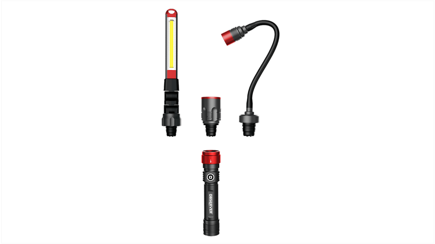 Observer Tools LED Torch Black - Rechargeable 1000 lm