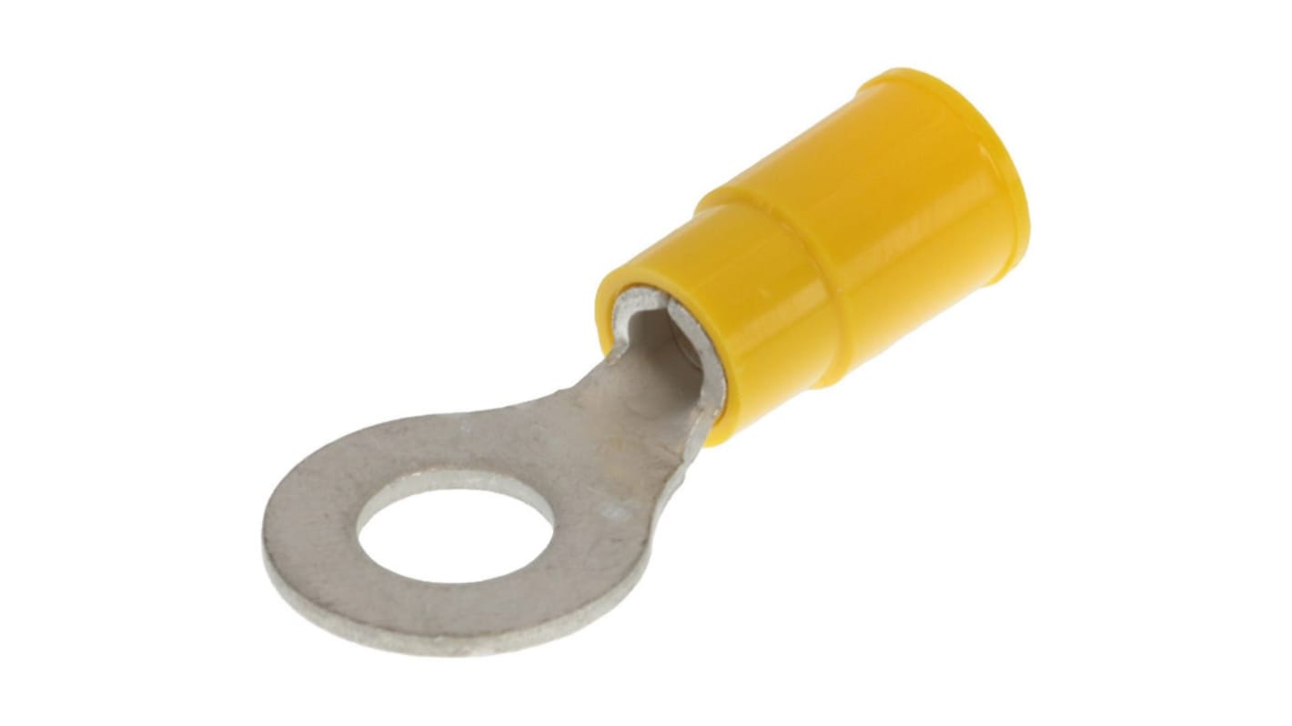 Molex, 19070 Insulated Ring Terminal, 1/4 (M6) Stud Size, Yellow