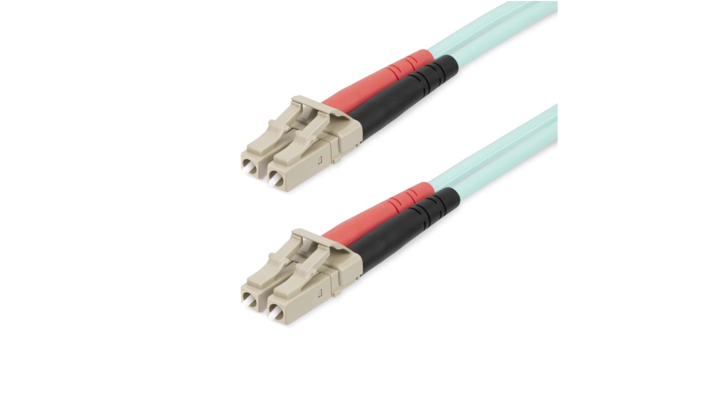 StarTech.com LC to LC Duplex OM4 Multi Mode OM4 Fibre Optic Cable, Light Blue, 25m