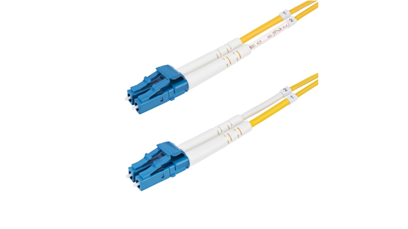 StarTech.com LC to LC Duplex OS2 Single Mode OS2 Fibre Optic Cable, Yellow, 15m