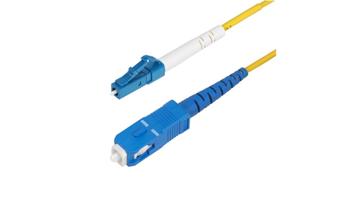 StarTech.com LC to SC Duplex OS2 Single Mode OS2 Fibre Optic Cable, Yellow, 15m