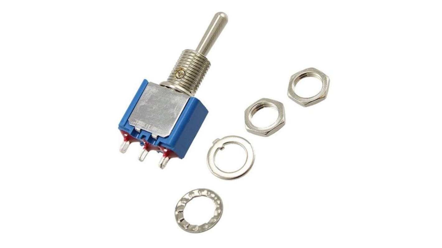 APEM Toggle Switch, Panel Mount, Momentary-Off-Momentary, 1P, Solder Lug Terminal, 125V ac