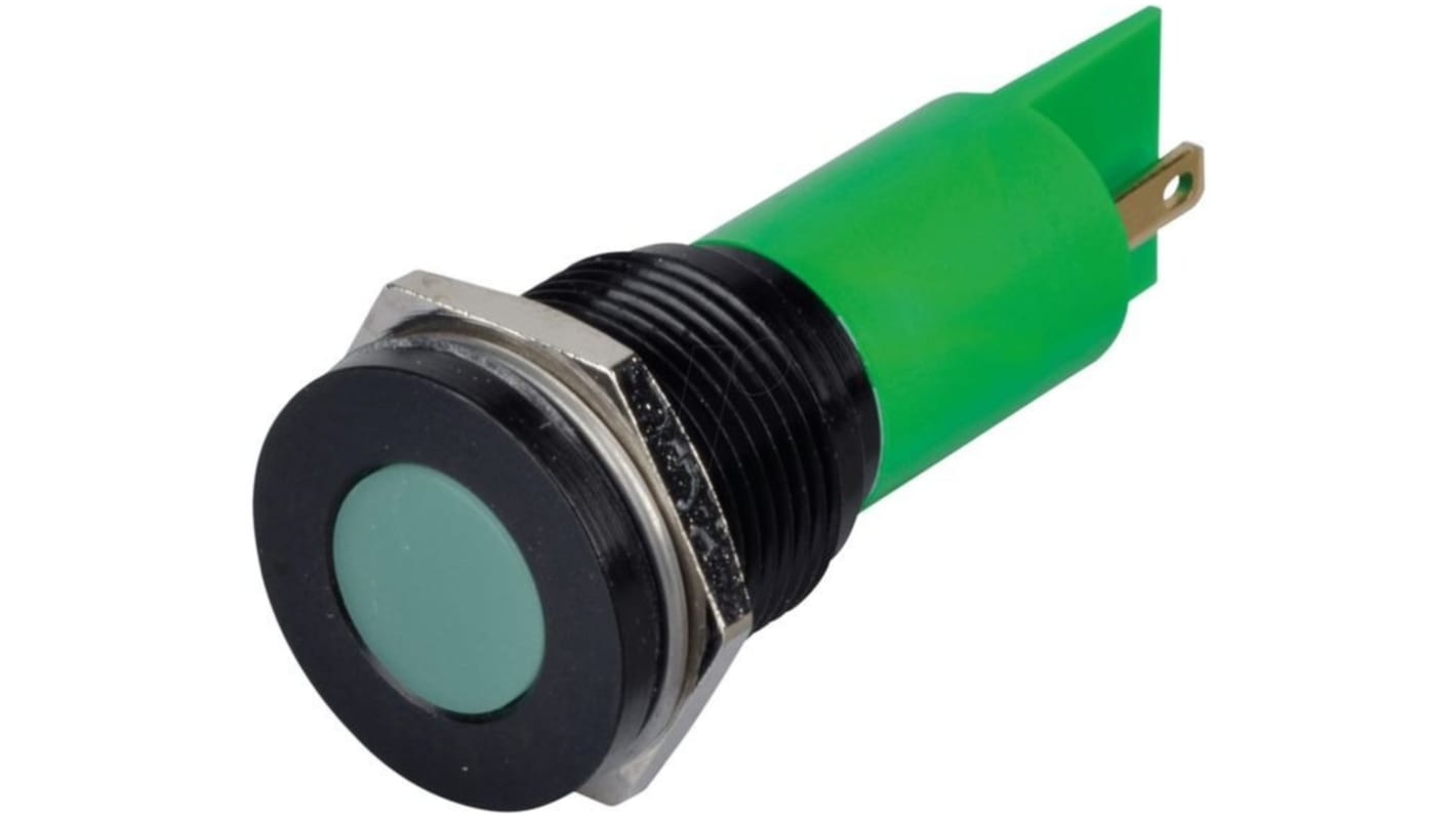 Indicador LED APEM Q16, Verde, Ø montaje 16mm, 24V dc, IP67