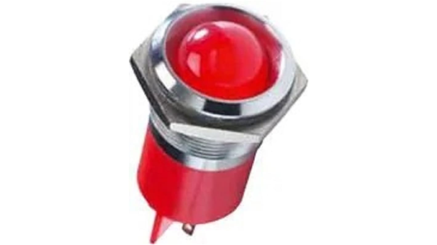 Q22 Series Red Panel Mount Indicator, 24V dc, 22mm Mounting Hole Size, Faston, Solder Lug Termination, IP67