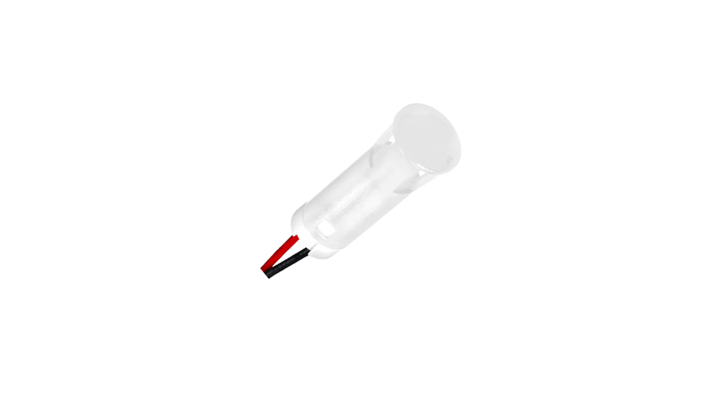 QS Series White Panel Mount Indicator, 220V ac, 8mm Mounting Hole Size, Lead Wires Termination