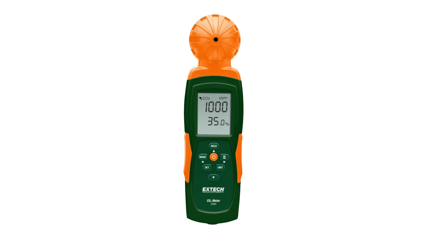 Extech CO240 Air Quality Meter for Dew Point, Humidity, Temperature, +50°C Max, 90%RH Max, Battery-Powered