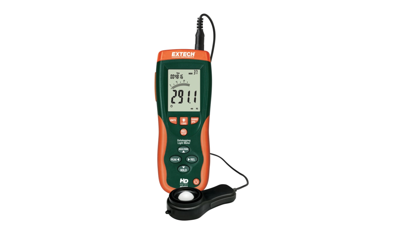 Extech HD450 Light Meter, 400lx to 400Klx, ±5 RS