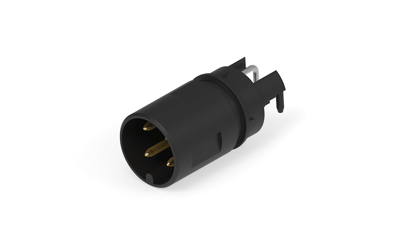 ERNI Circular Connectors, 4 Contacts, Board Mount, M12 Connector, Plug, Male, IP65, IP67, M12 Connector Series