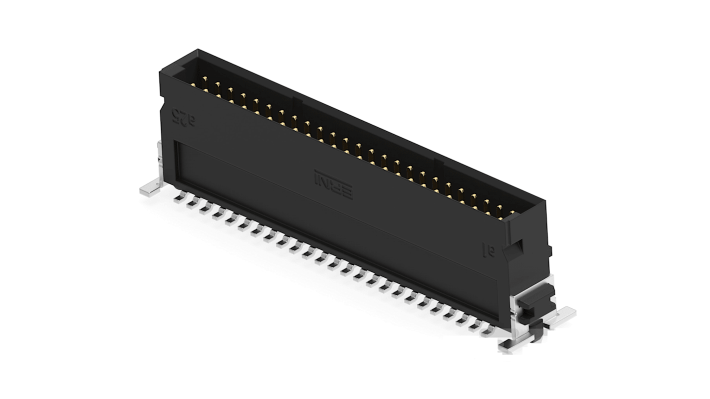 ERNI 234208 Series Vertical Surface Mount PCB Header, 50 Contact(s), 1.27mm Pitch, 2 Row(s), Shrouded