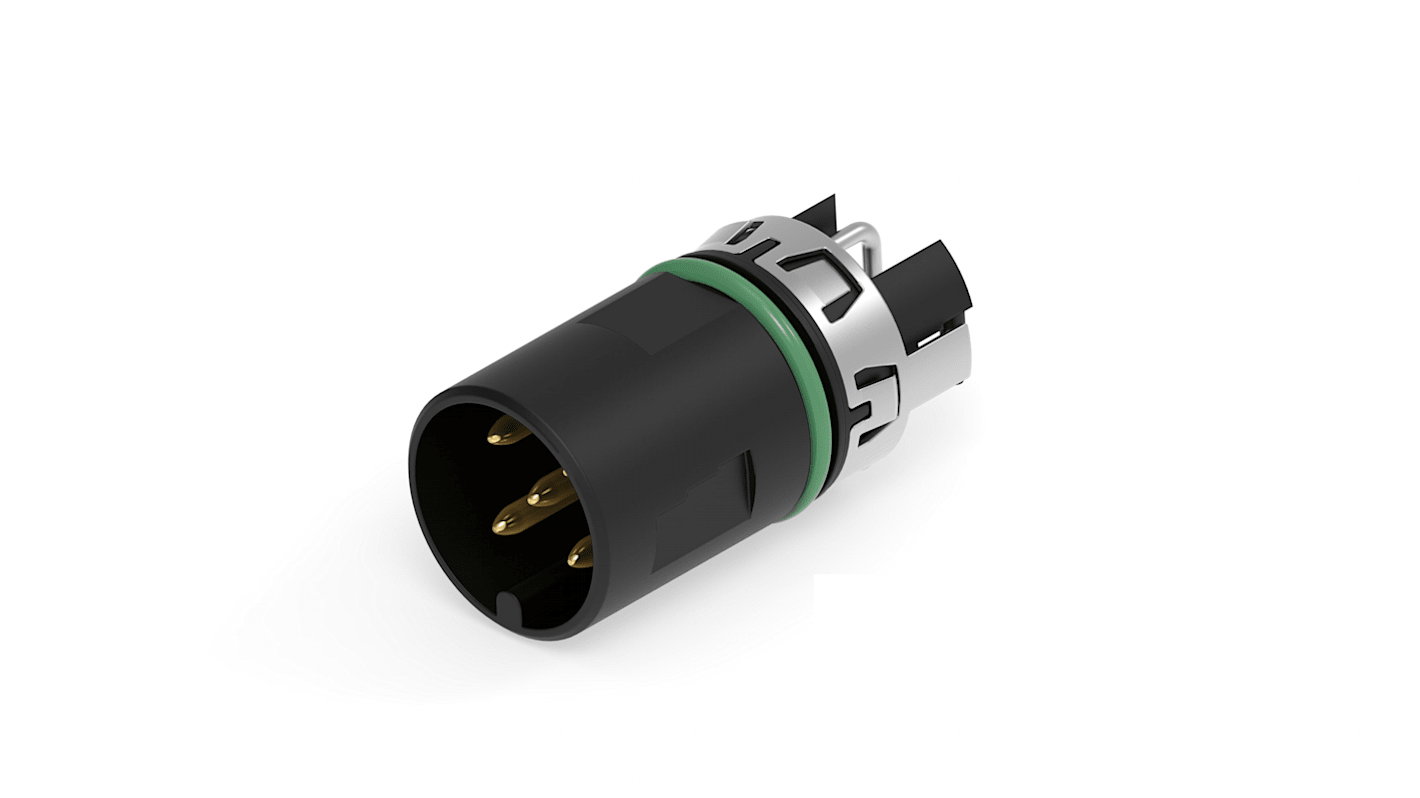 ERNI M12 Connector M12 Rundsteckverbinder Stecker 5-polig / 4.0A Für Platinenmontage, Lötanschluss