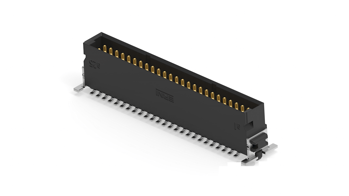 ERNI 244856 Series Vertical Surface Mount PCB Header, 50 Contact(s), 1.27mm Pitch, 2 Row(s), Shrouded