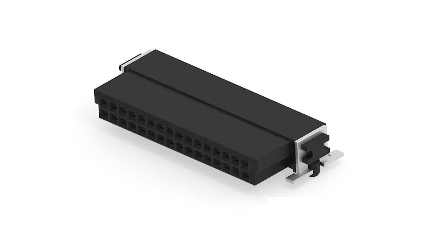 ERNI 354080 Series Vertical Surface Mount PCB Header, 32 Contact(s), 1.27mm Pitch, 2 Row(s), Shrouded