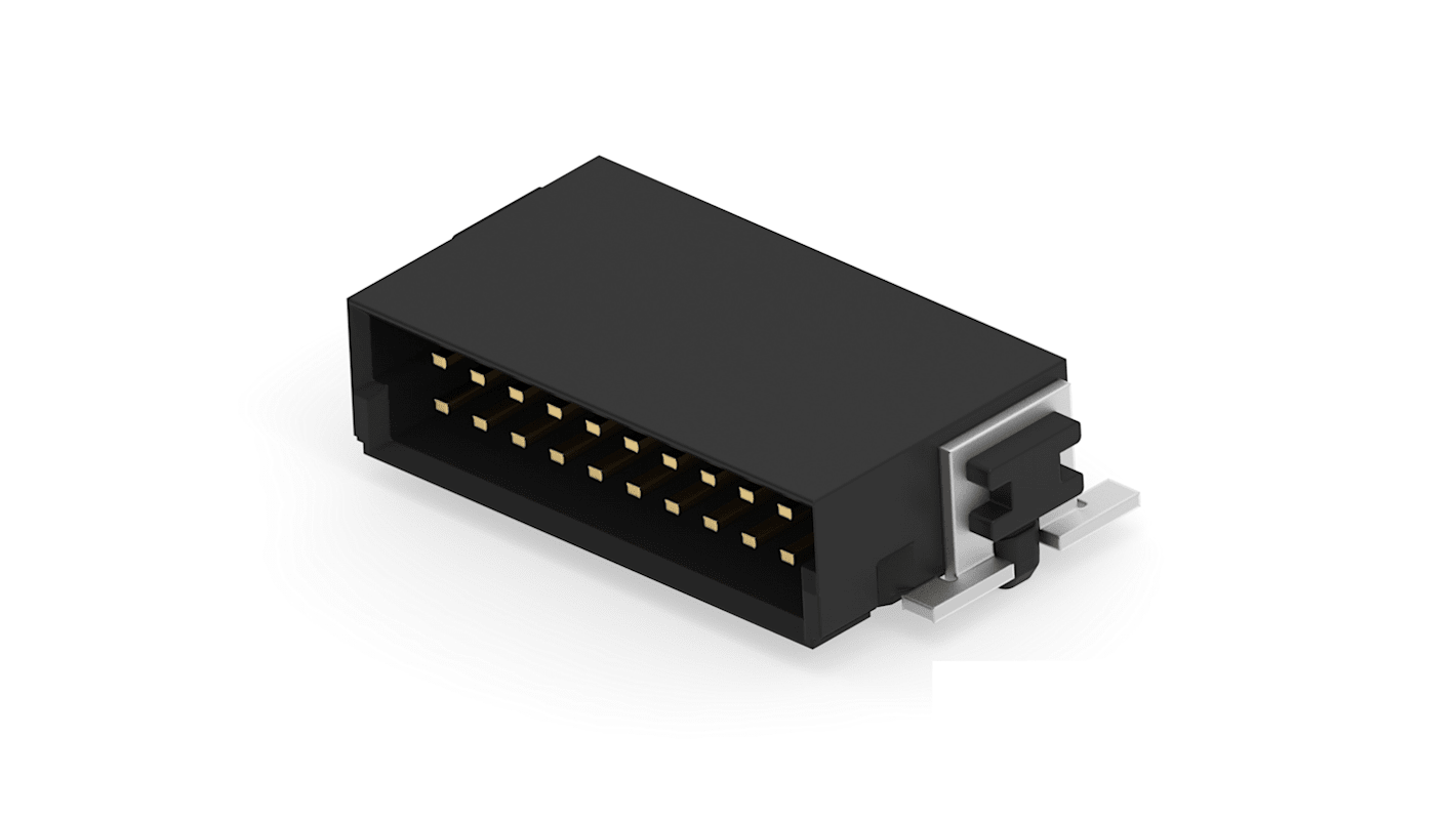 ERNI 354095 Series Vertical Surface Mount PCB Header, 20 Contact(s), 1.27mm Pitch, 2 Row(s), Shrouded