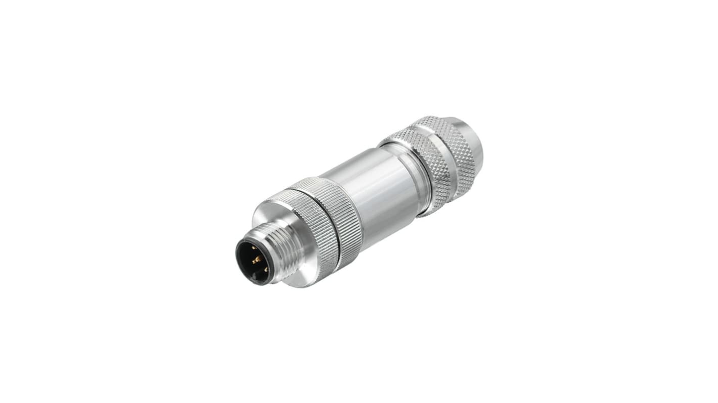 Weidmüller Connector, 4 Contacts, Cable Mount, M12 Connector, Plug and Socket, Male and Female Contacts, IP67, SAISM