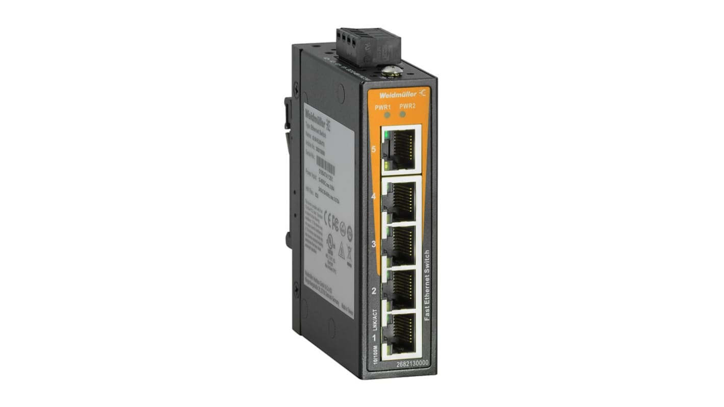 Switch Ethernet Weidmüller, 5 x RJ45 porte, No