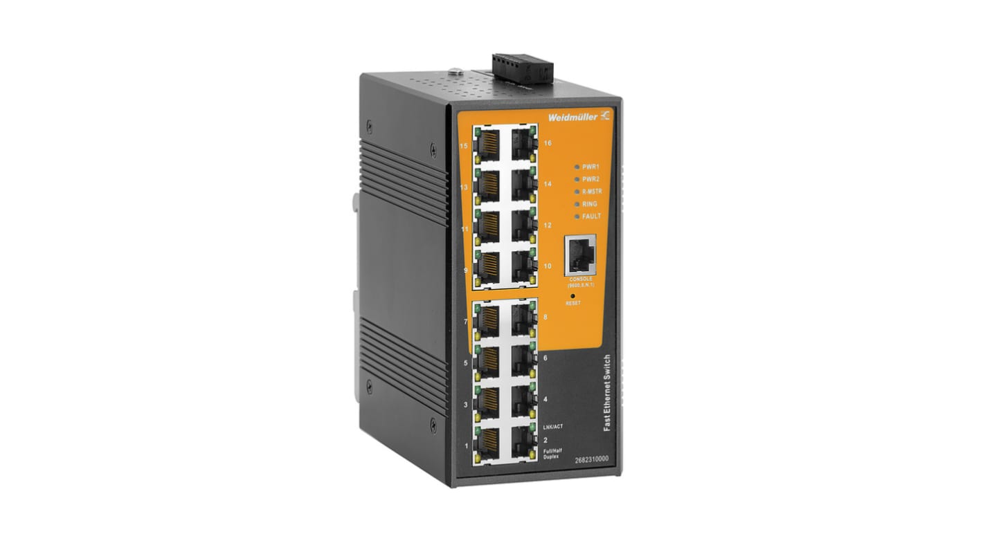 Switch Ethernet Weidmüller, 16 x RJ45 porte, No