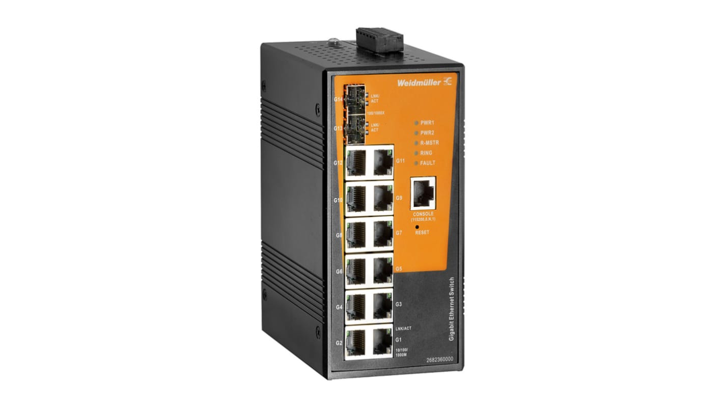 Switch Ethernet Weidmüller, 12 x RJ45 porte, No