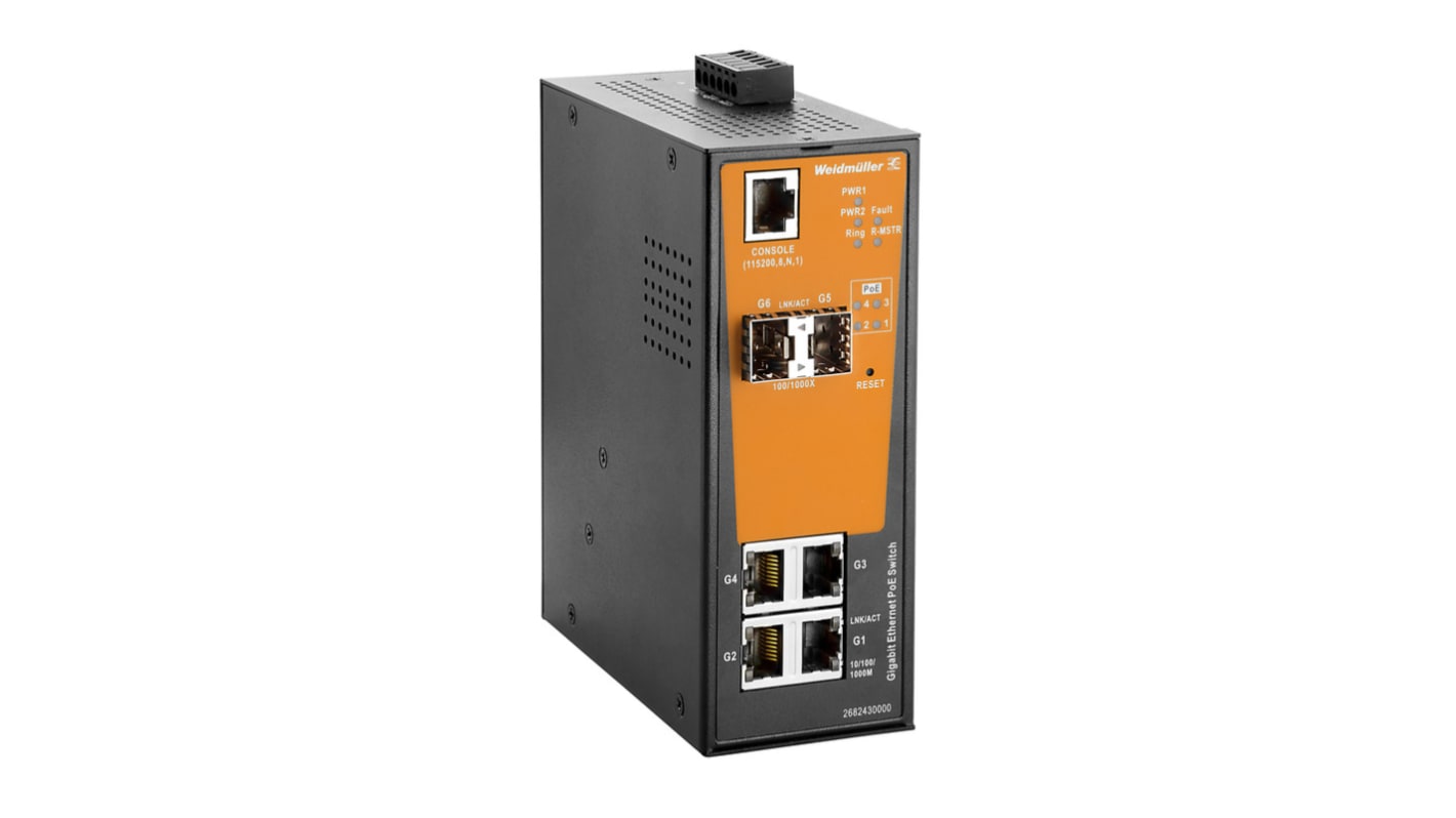 Switch Ethernet Weidmüller, 4 x RJ45 porte, Sì