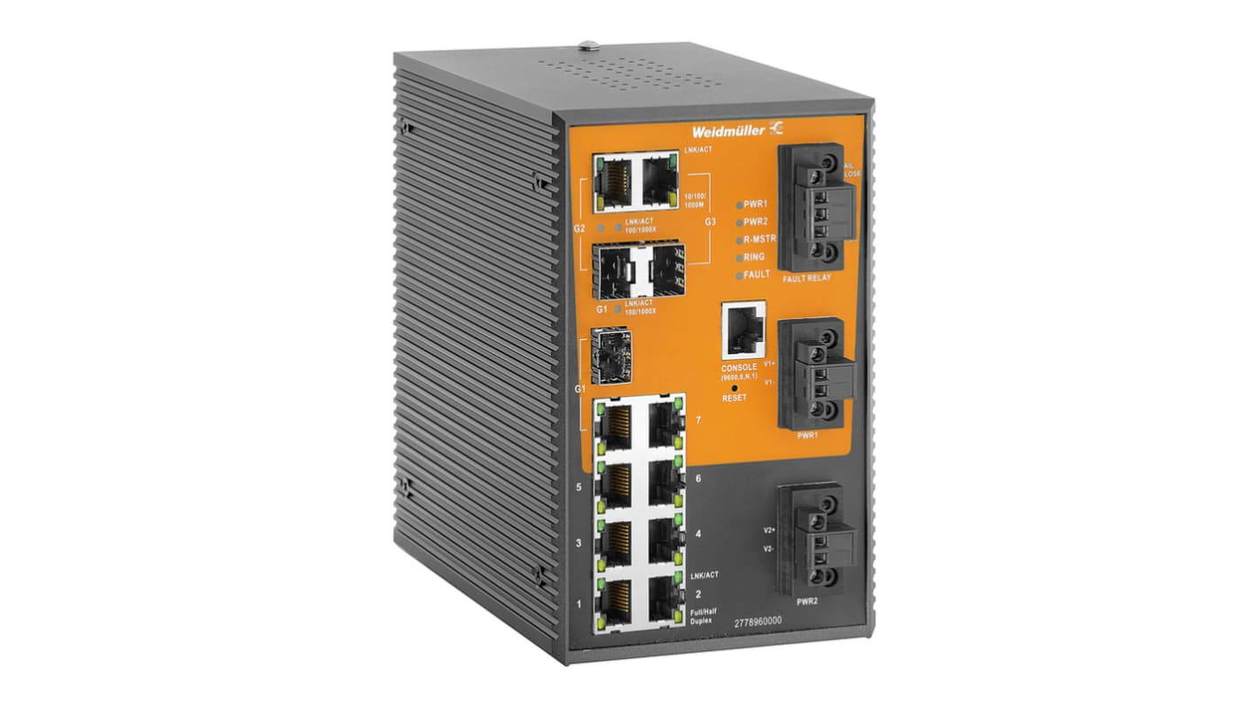 Switch Ethernet Weidmüller, 7 x RJ45 porte, No