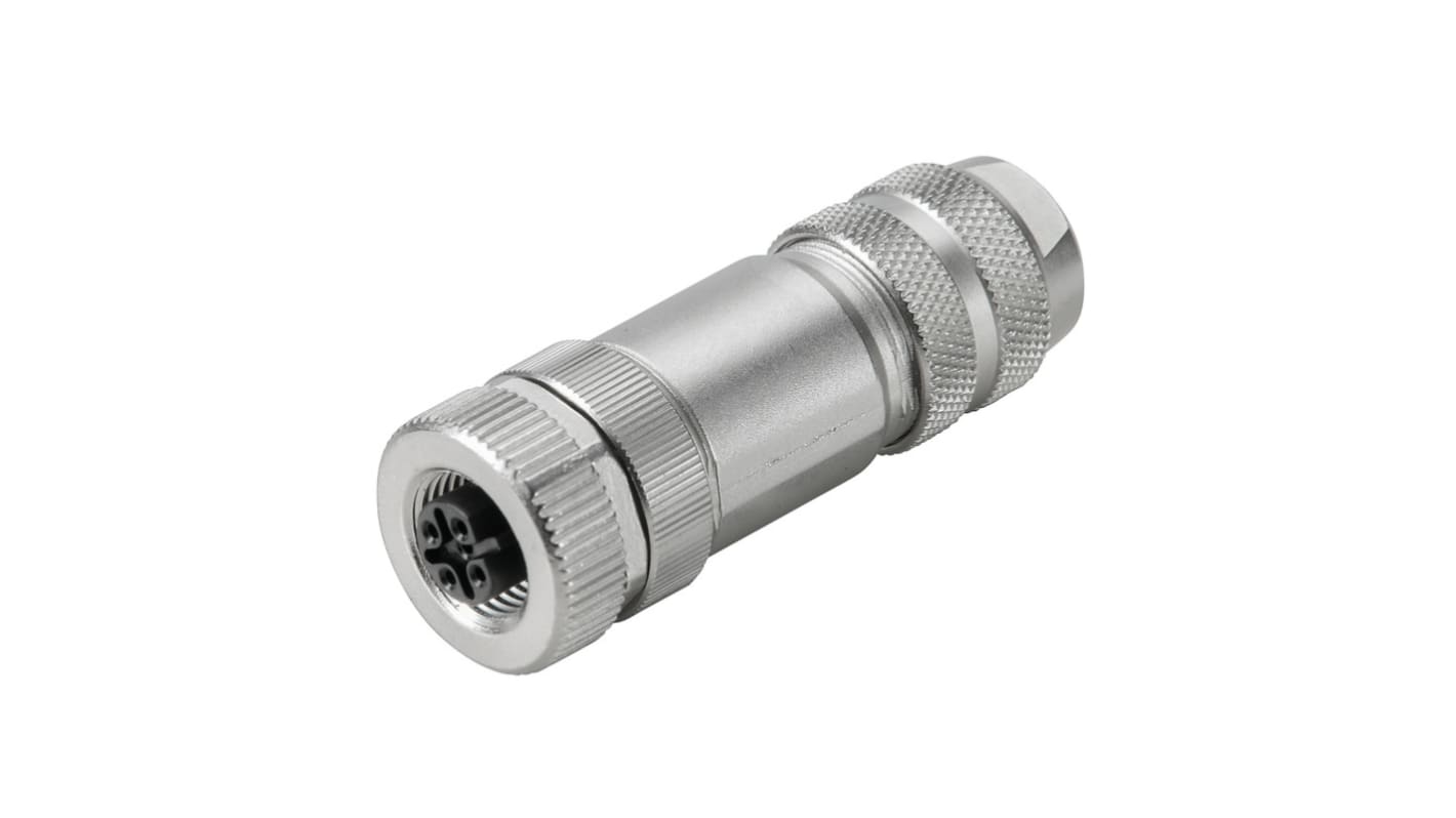 Weidmüller Connector, 4 Contacts, Screw, M12 Connector, Socket, Female, IP67, FBCON Series