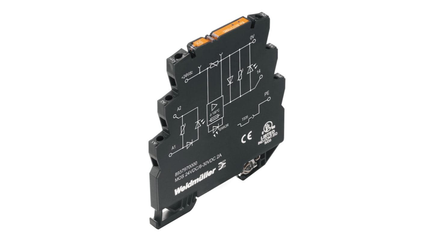 Weidmüller MOS Series Solid State Relay, 2 A Load, Chassis Mount, 30 V ac/dc Load, 24 V ac/dc Control