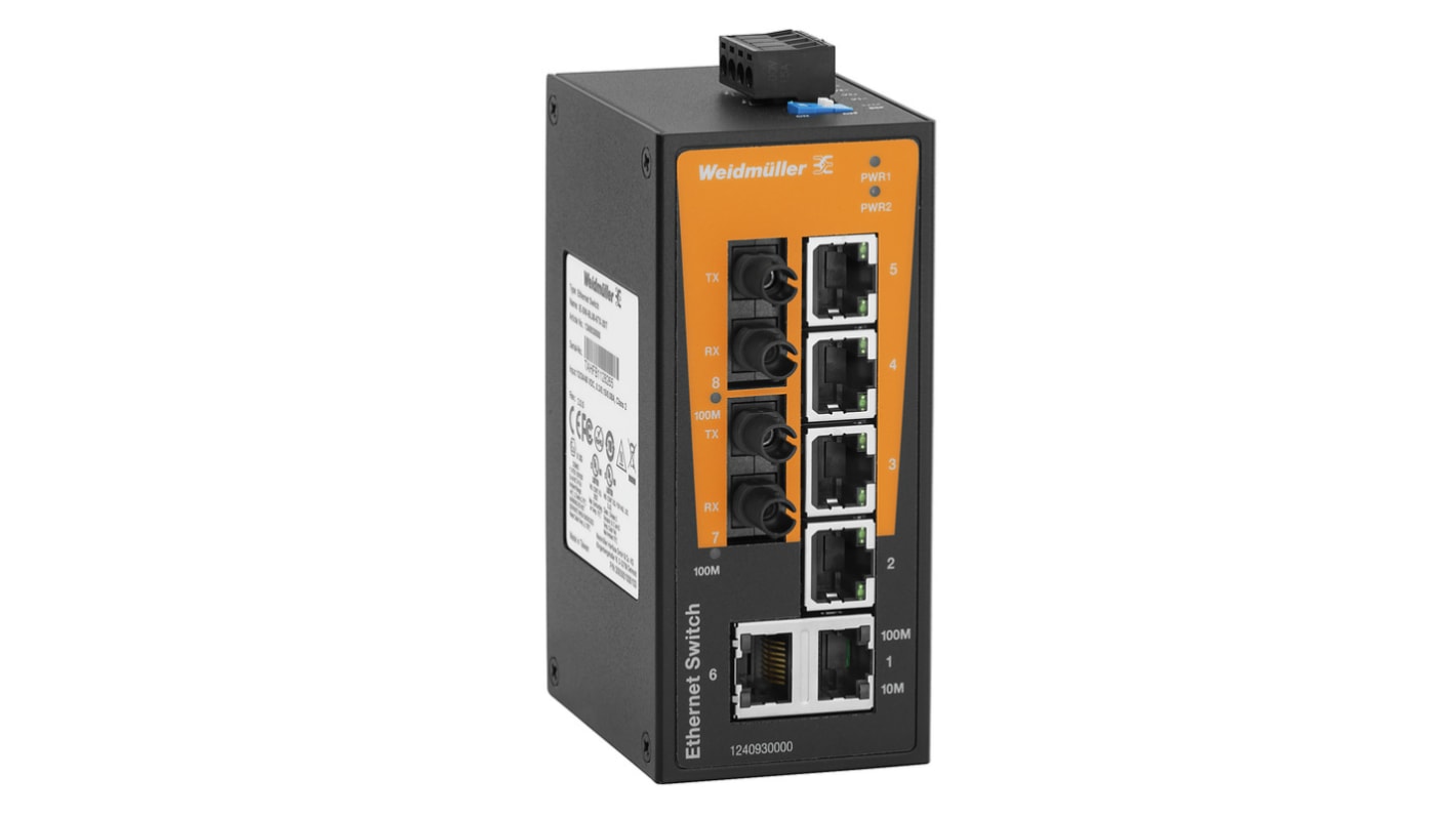 Switch Ethernet Weidmüller, 6 x RJ45 porte, No