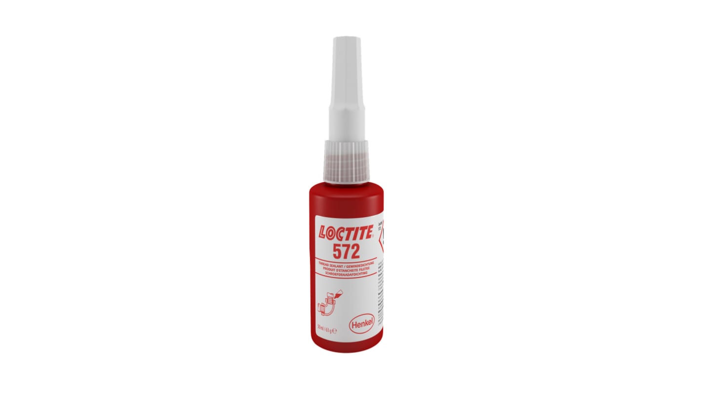 Sellador de roscas Loctite 572 de color Blanco, Botella de 250 ML, Sellado de roscas