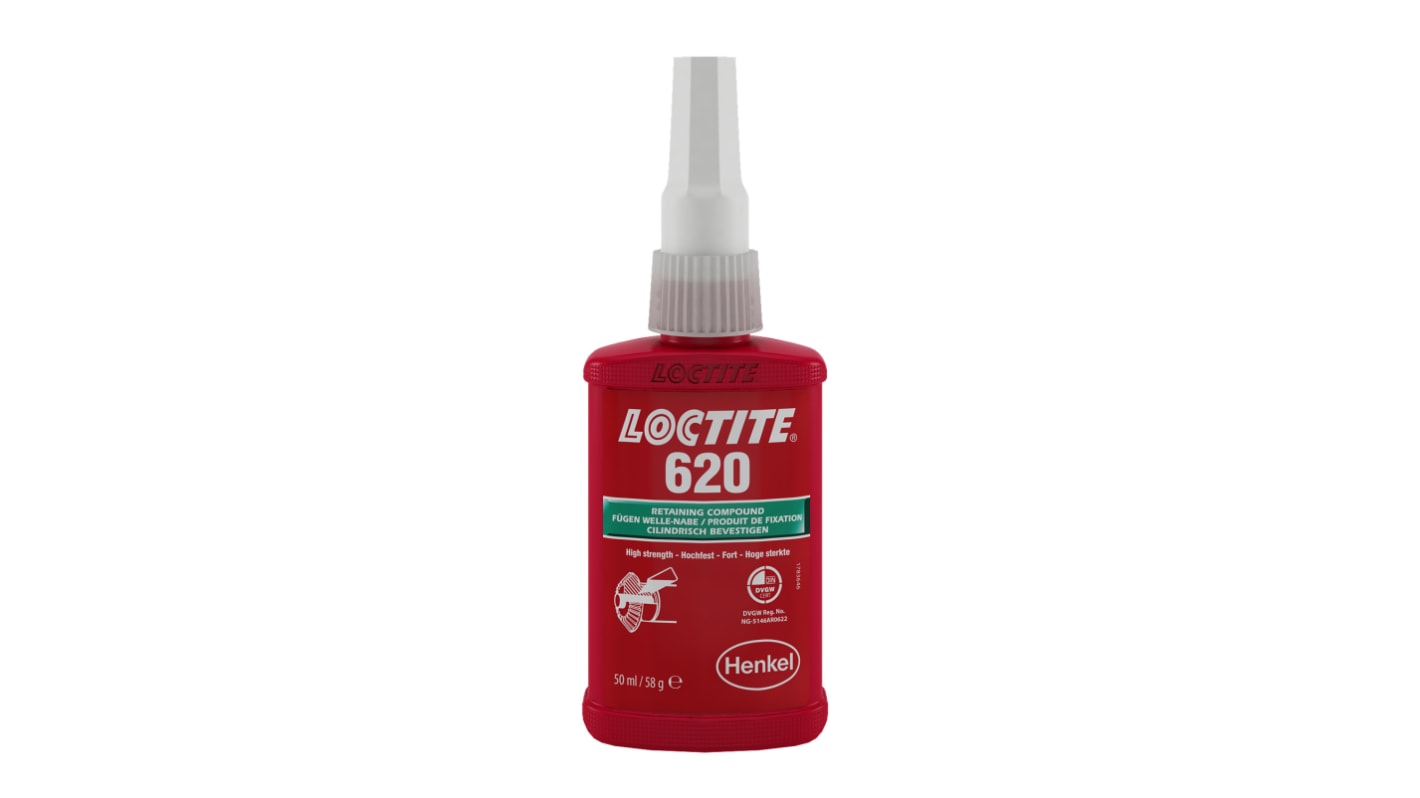 Retenedor Loctite 620 de color Verde, Botella de 50 ML