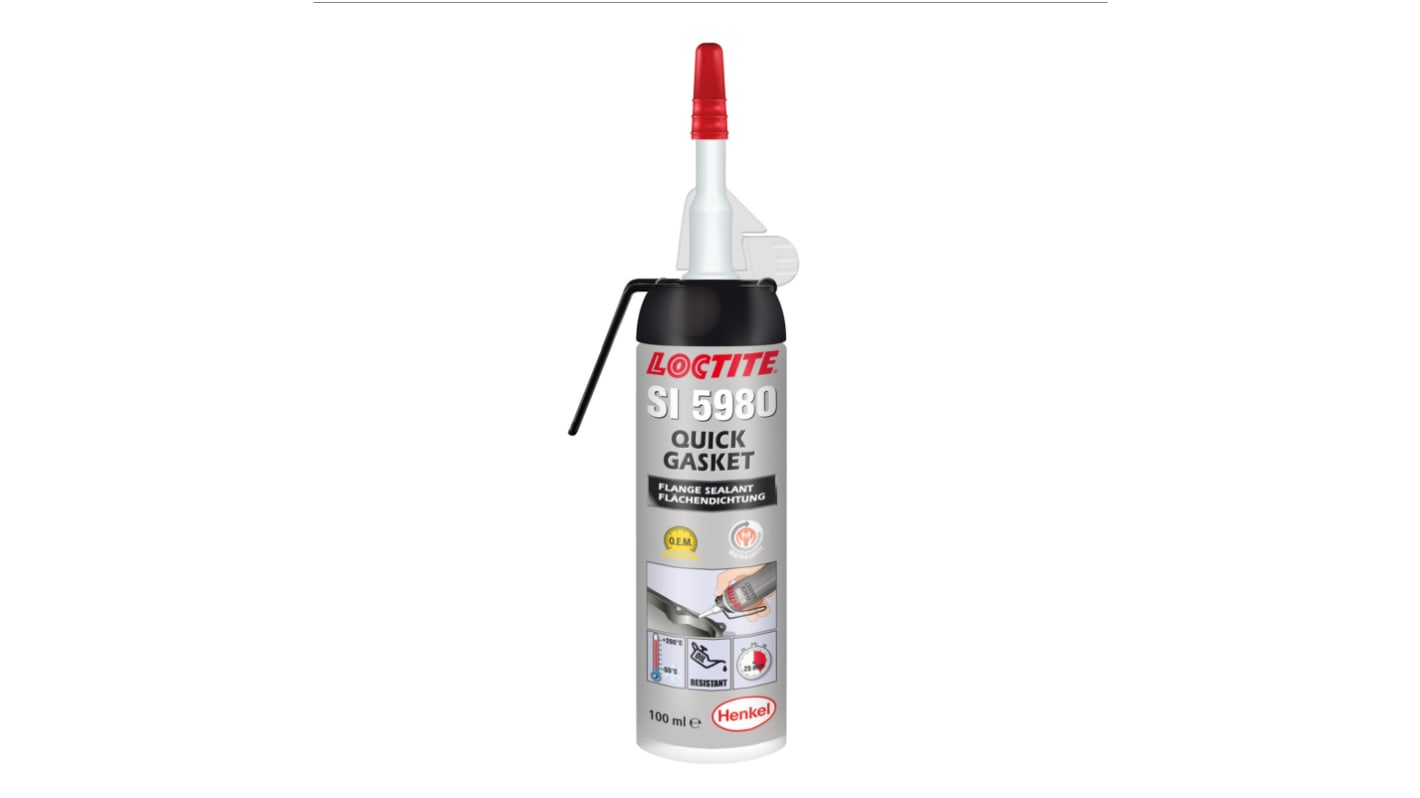 Sellador de roscas Loctite SI 5980 de color Negro, Botella de 100 ML, Sellado