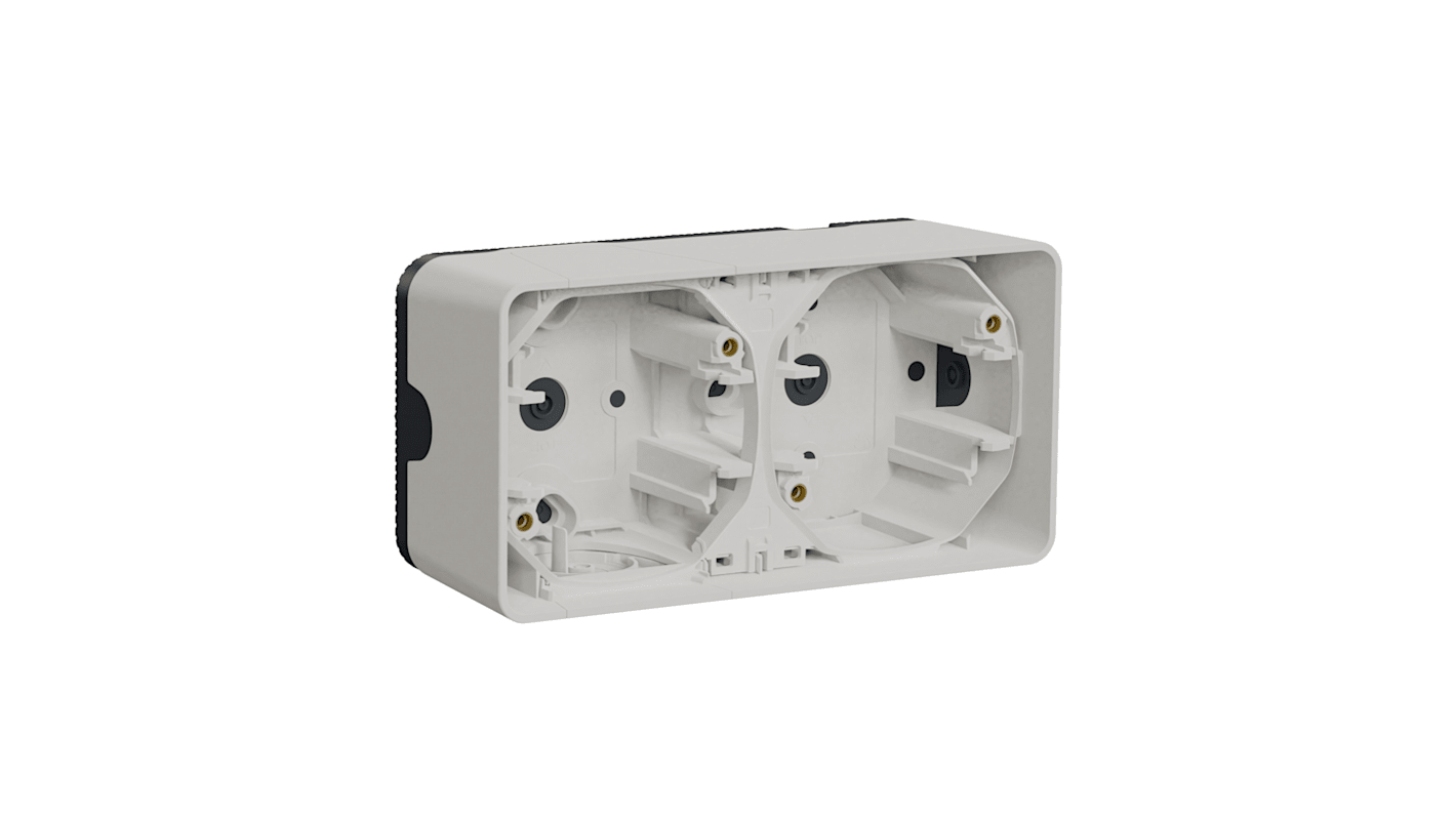 Schneider Electric White 2 Gang Plug Socket, Indoor, Outdoor Use