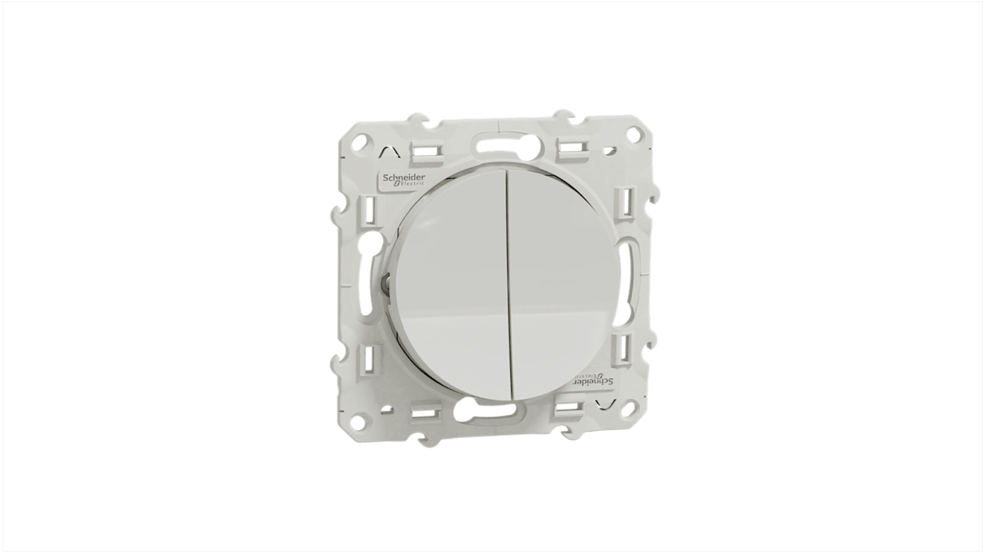 S525214 | Schneider Electric White Rocker Switch, 2 Way, 1 Gang, Odace | RS