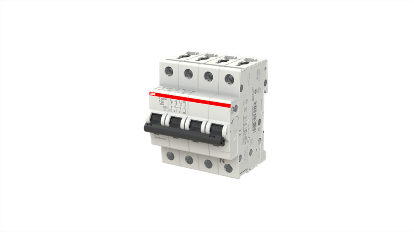 Disyuntor 3+N, 25A, Curva Tipo C, Poder de corte 10 kA