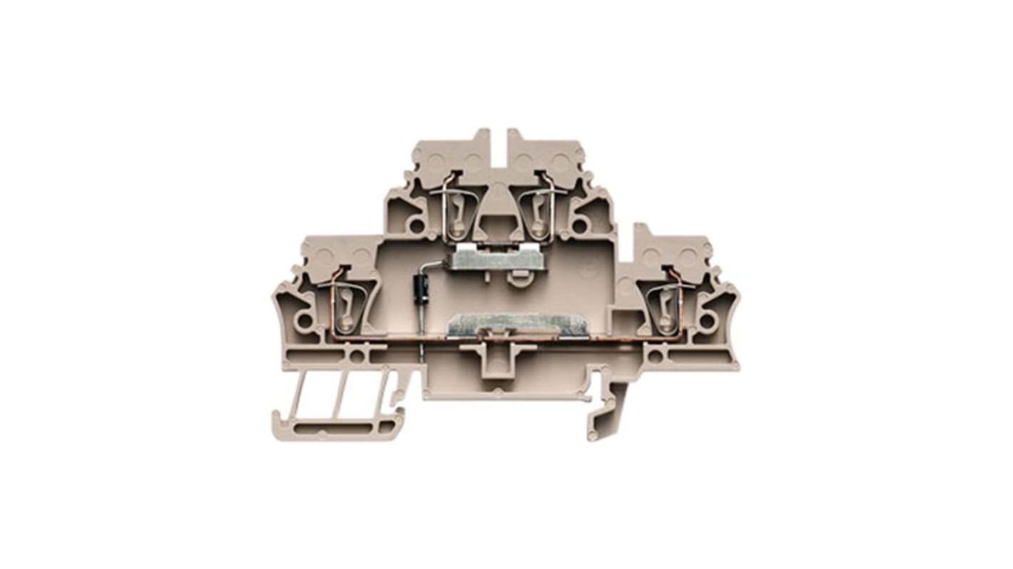 Weidmüller Dark Beige Din Rail Terminal, 0.5 → 2.5mm², 2-Level, Clamp Termination