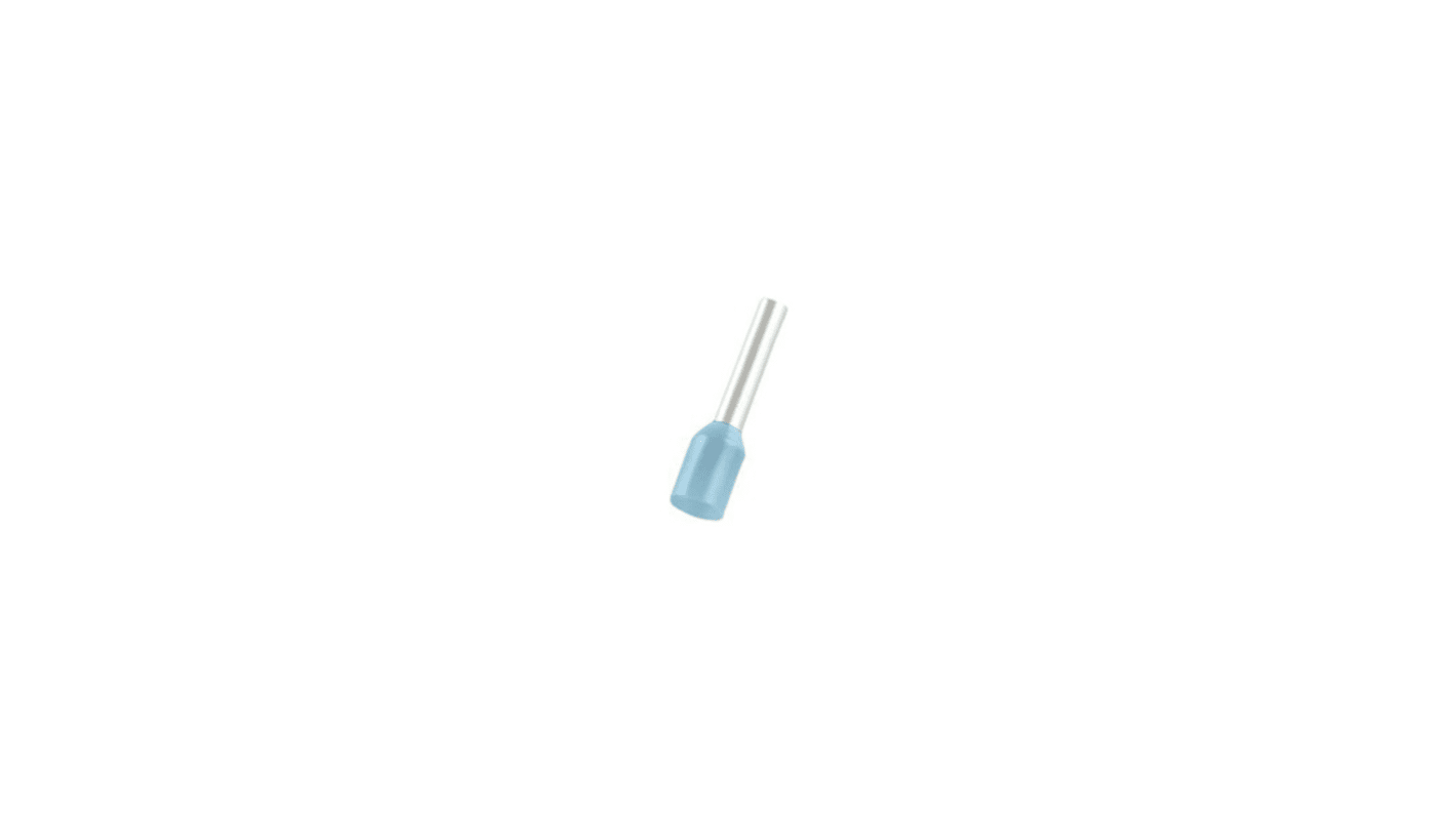 Weidmüller Insulated Bootlace Ferrule, 6mm Pin Length, 1.2mm Pin Diameter, Light Blue