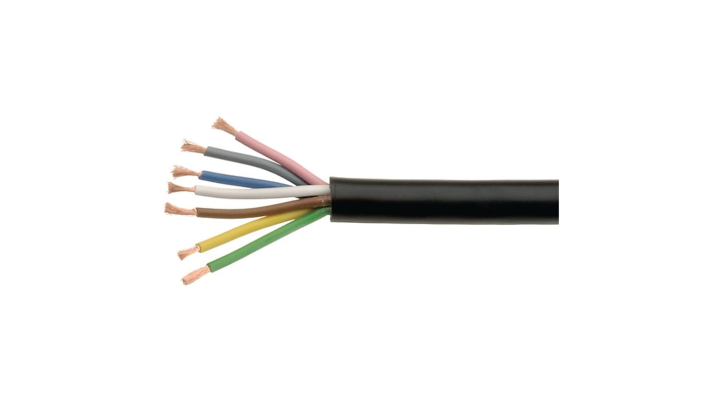 Câble Multi-conducteur Kabeltronik, 5 x 0,5 mm², 20 AWG, gaine Chlorure de polyvinyle PVC Noir, 100m