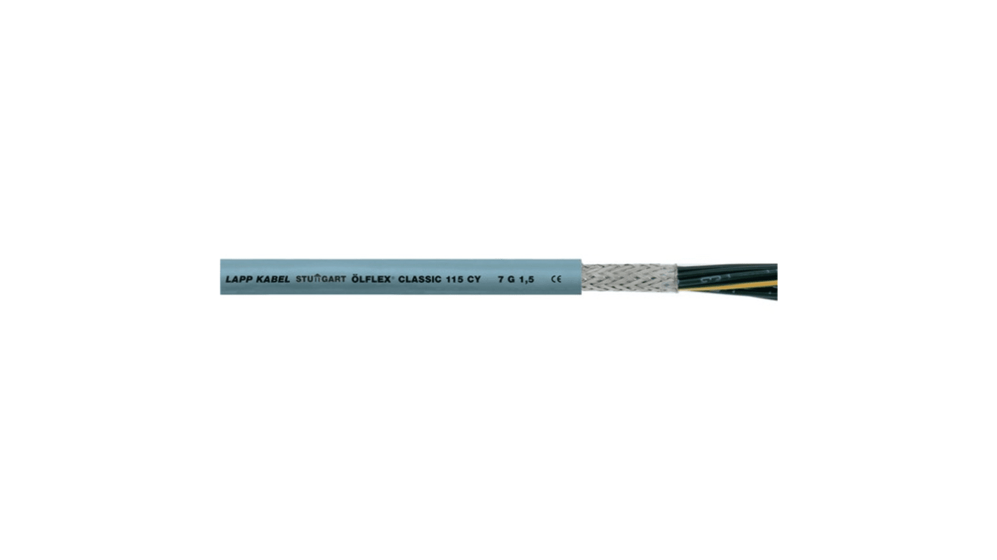 Lapp ÖLFLEX CLASSIC 115 Multicore Cable, 4 Cores, 0.75 mm², CY, Screened, 50m, Grey PVC Sheath, 18 AWG